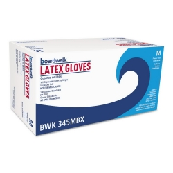 BWK345MBX - BOARDWALK General-Purpose Latex Gloves - 4.4 Mil, Medium, Natural, 100/BX