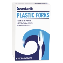 BWKFORKMWPSCT - BOARDWALK Mediumweight Polystyrene Cutlery - Fork, White, 10 BX\'s of 100/Ctn