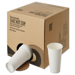 BWKWHT16HCUPOP - BOARDWALK Convenience Pack Paper Hot Cups - 16 Oz, White, 180/Ctn