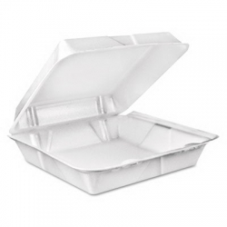 DCC90HT1R - DART Carryout Foam Hinged Lid  Containers - 9 , One Compartment