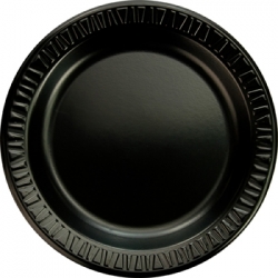DCC 9PBQ - DART Quiet Classic® Foam Dinnerware - Black Laminated  - 9  Dia. Plates