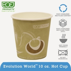 ECOEPBRHC10EWPK - ECO Evolution World 24% Recycled Content Hot Cups Convenience Pack - 10 oz., 50/PK