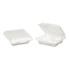 GENPAK Hinged-Lid Foam Carryout Containers - Vented 3-Comp, White 100/Bag 2 Bg/Ctn