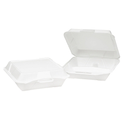 GNP25300 - GENPAK Foam Hinged Lid Carryout Containers - Jumbo, Three compartment