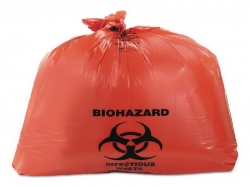 HERA8046ZR - HERITAGE Healthcare Biohazard Printed Can Liners - 40-45 Gal, Red