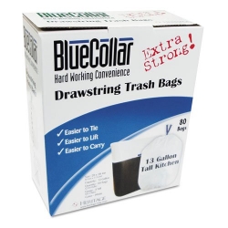 HERN4828EWRC1 - HERITAGE BlueCollar Drawstring Trash Bags - 13 Gal, .80mil, White