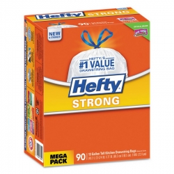 RFPE84574 - REYNOLDS Hefty® Strong Tall Kitchen Drawstring Bags - 13gal, .9 Mil, White, 90/BX