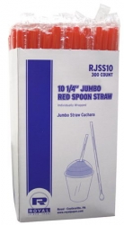 RPPRJSS10 - ROYAL Royal Paper Jumbo Spoon Straw - 10 1/4, Red