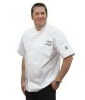 SAN JAMAR  Knife & Steel® White Poly-Cotton-Blend Short Sleeve Chef Jacket - M