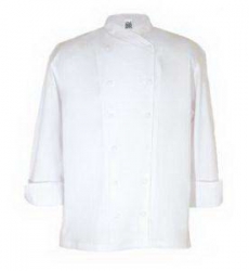 SAN J006-L - SAN JAMAR  Corporate White Chef-tex Breeze™ Chef Jacket w/White Piping - L