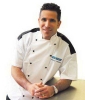SAN JAMAR  Bermuda Chef-tex Breeze™ White Short Sleeve Chef Jacket w/ Black Yoke - XS