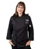 SAN JAMAR  Cuisinier Ladies Chef-tex™ Breeze Black Long Sleeve Chef Jacket - XS