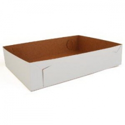 SCH2021 -  Clay Coated Kraft Paperboard White Lock Corner Donut Tray - White